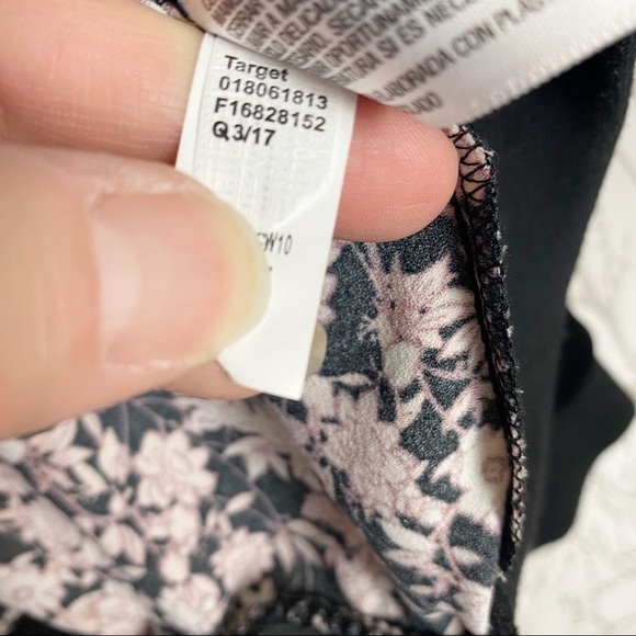 A NEW DAY BLACK Velvet Sleeve Cherry Blossom Bomber Jacket Zip-Up Medium - Picture 12 of 13